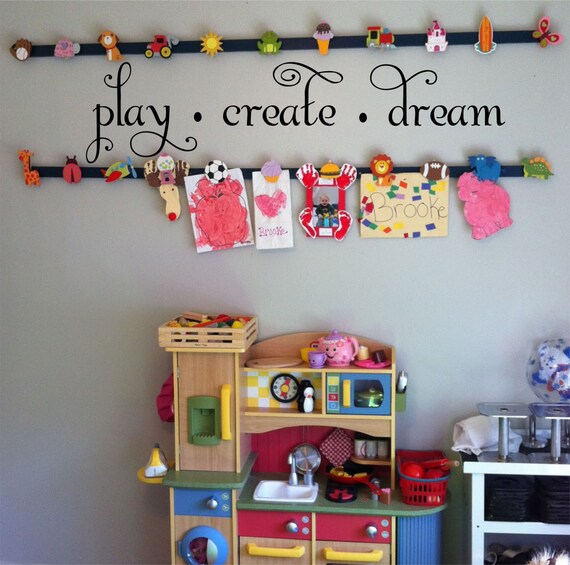 Play Create Dream Wall Quote Playroom by DecorDesignsDecals