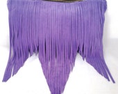 Leather fringe bag-Oversized Lilac Suede Leather Clutch