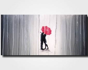 Art Large Abstract painting - original 18 X 36 - JMJartstudio- Waiting-Wall art-wall decor - black and white personalized