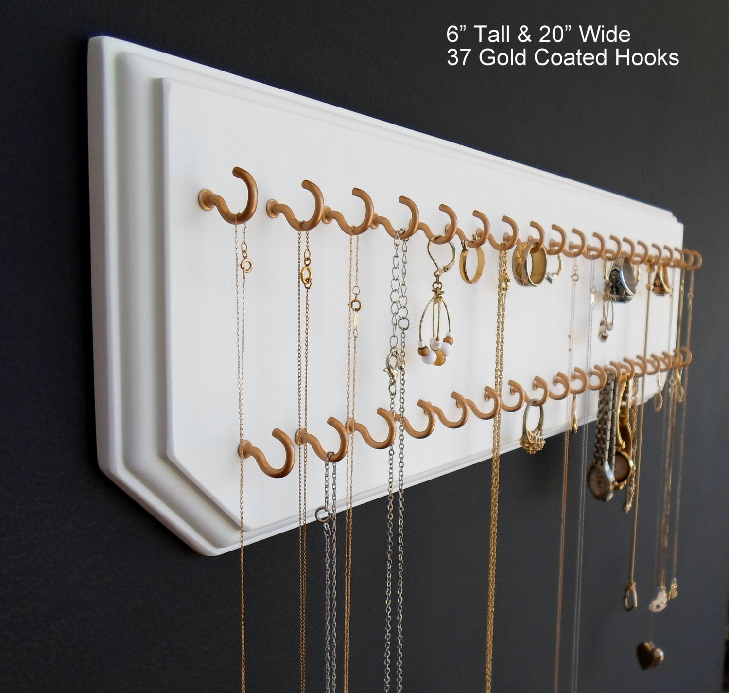 6x20White 37Gold Necklace Holder Jewelry Organizer with 37