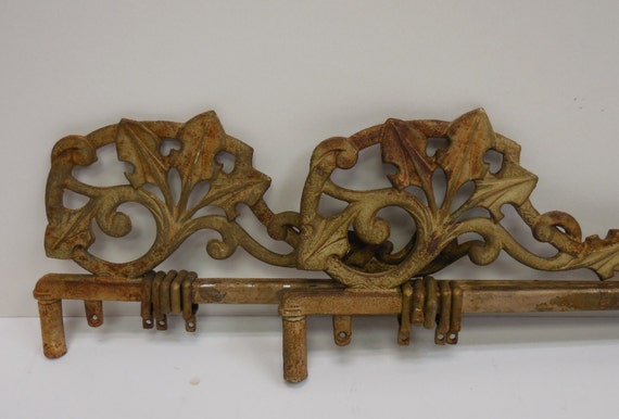 Two antique Curtain Rods Cast iron Art Nouveau Victorian Deco