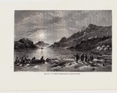 1874 Antique ASTRONOMY print, the midnight sun in the northern regions