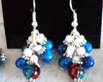 Dangle Earrings, 4th of July Earrings, Fireworks Earrings, Red White and Blue Earrings, Patriotic Earrings - 4TH OF JULY