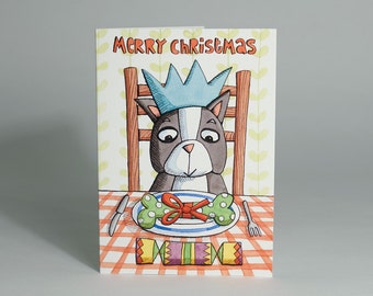 Christmas Card / Holiday Card - Dog's Christmas Dinner