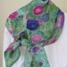 Hand painted silk scarf purple and pink poppy design 8x54 scarf Canadian design