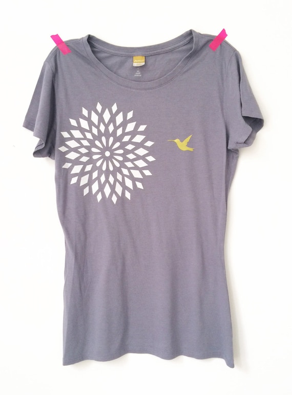 Sample Sale Hummingbird Dahlia Organic T-Shirt by AnLiStudio