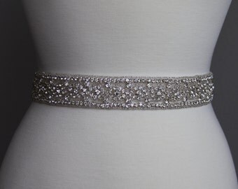 Faja De Novia Con Apliques De Estrás - Cinturón Brillante Para Vestido De Boda, Con Adhesivo Térmico Y Cinta Ajustable