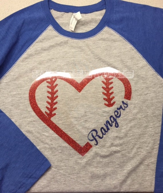 Texas Rangers Baseball Heart Shirt by CrookedArrowDesign on Etsy