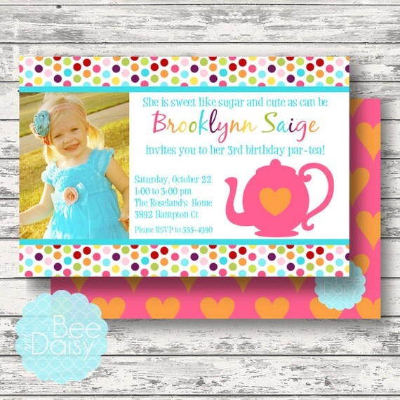Tea Party Invitation, Tea Party Birthday Party, Baby Shower Invitation, Printable Invite, Tea Party Invite Il_570xn