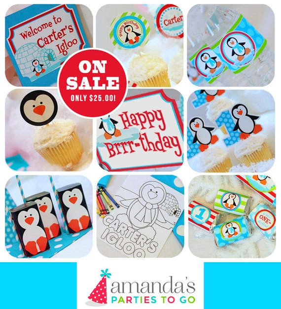 Winter ONEderland Birthday | Penguin Party Decorations | Winter Wonderland Birthday | Penguin Printable Set | Amanda's Parties To Go Il_570xn