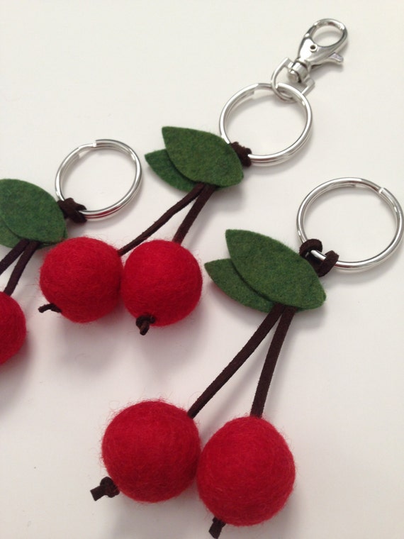 Cherry Keychain/Keyring Purse Charm w/Clasp by cowgirljanell