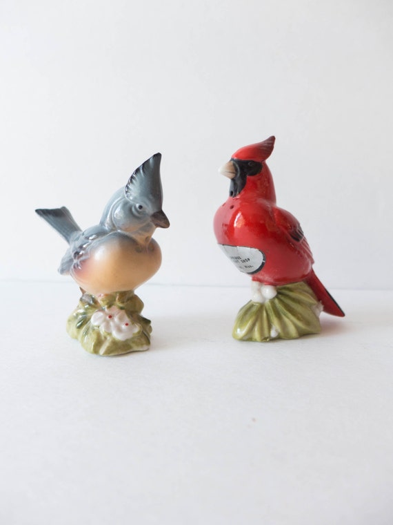 Vintage Bird Salt and Pepper Shakers Ceramic by ForestDaydream