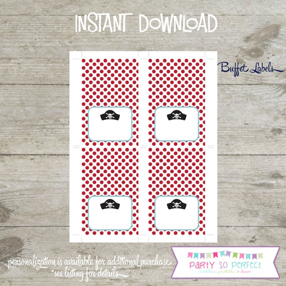 INSTANT DOWNLOAD - Pirate Tent Food Cards Il_570xn