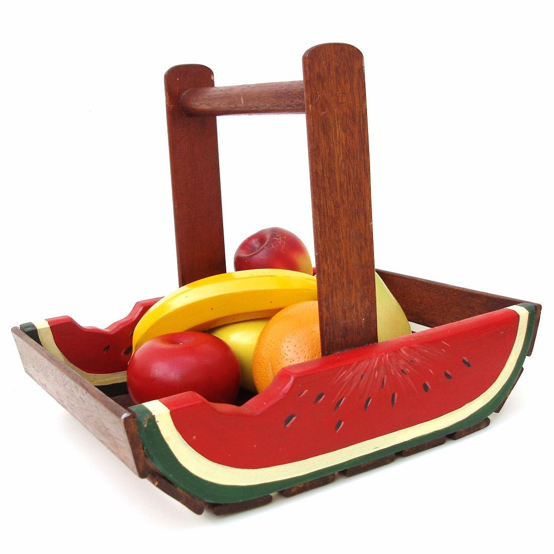 Vintage Wooden Fruit Bowl Wood Basket Wooden Fruits by WhimzyThyme