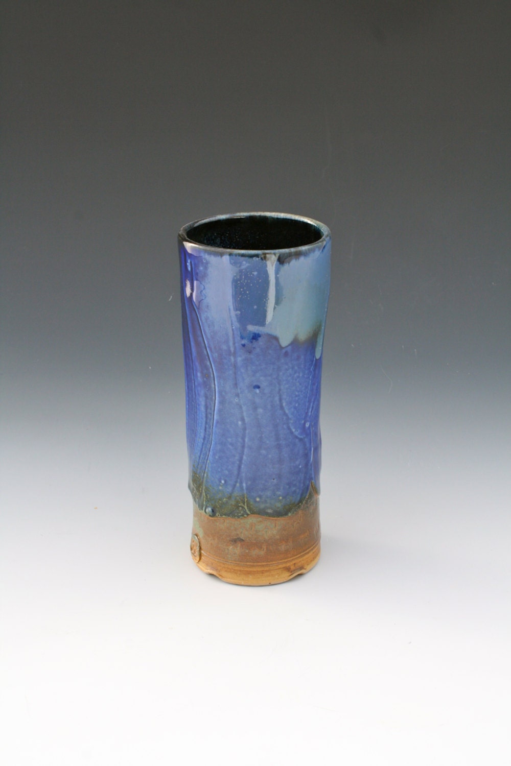 Tall Ceramic Blue Pint Glass 037 Clay Pottery Cocktail Cup