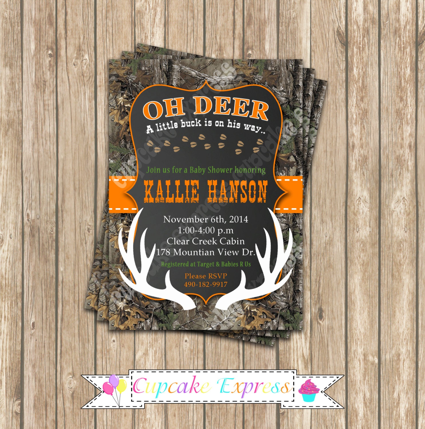 Camo Baby Shower Invitations 1