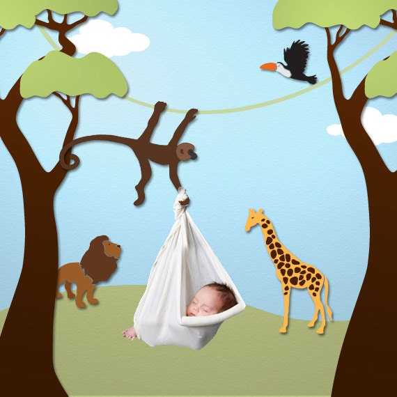 Jungle Wall Mural Stencil Kit with Trees for by MyWallStencils