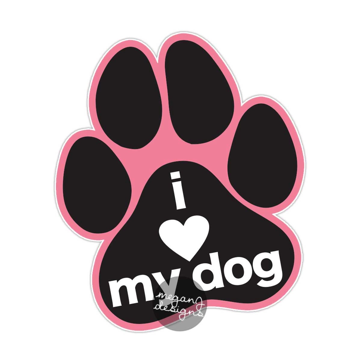 Pink I Heart My Dog Sticker Dog Paw Print Bumper Sticker Pet