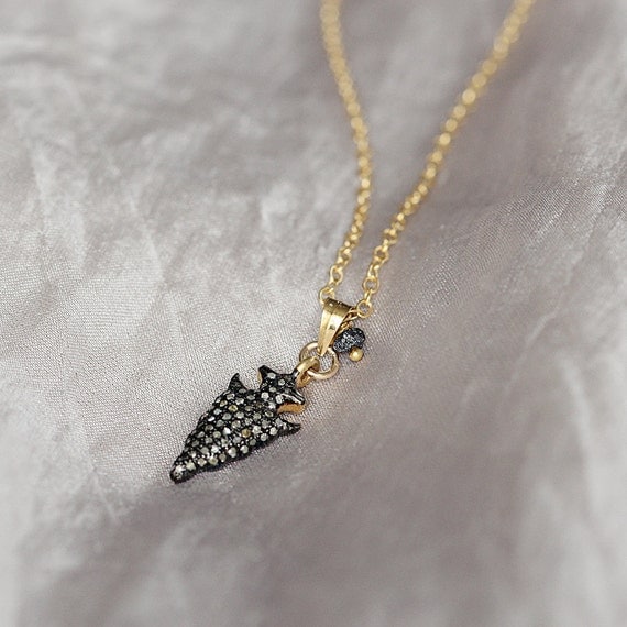 Pave Diamond Pendant - Diamond Arrowhead Necklace