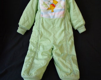 Vintage 70s toddler Winnie the Pooh one piece snow suit size 3T