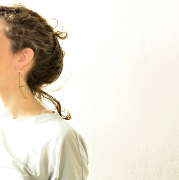 octahedron earrings // oxidized bronze by mikinora on Etsy