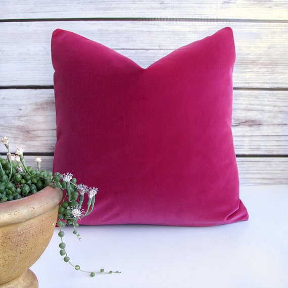Pink Velvet Pillow Cover Decorative PIllow by StephieBondBoutique