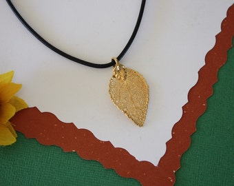 SALE Leaf Necklace, Gold Evergreen Leaf, Real Evergreen Leaf Necklace, Gold Leaf Pendant,SALE115