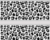 BLACK GREY GRAY Leopard Print Wallpaper Border Wall Decals Teen Girl Boy Bedroom Baby Nursery Childrens Jungle Room Animal Spots Art Decor
