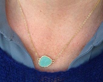 Druzy Necklace Short // Delicate Druzy Bridesmaid Necklace
