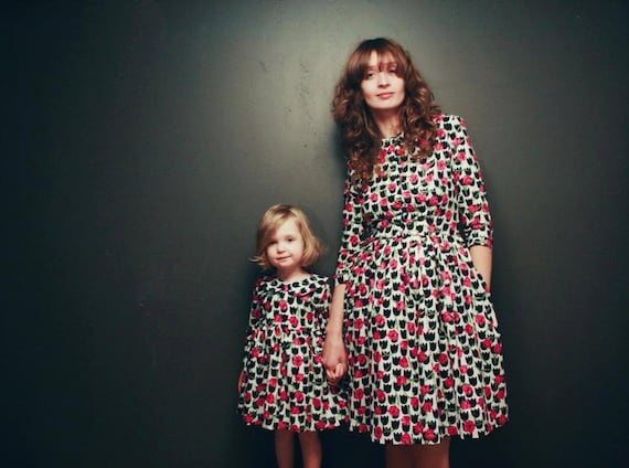 Mother Daughter Matching Dresses - Mother Daughter Matching Dresses - Flower Print Dresses - Cotton Dresses - Handmade by OFFON