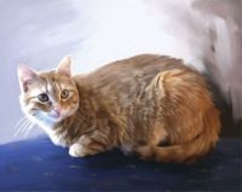 Custom Cat Portrait from Photo - Personalized Pet Painting on Canvas Fine Art 16x20