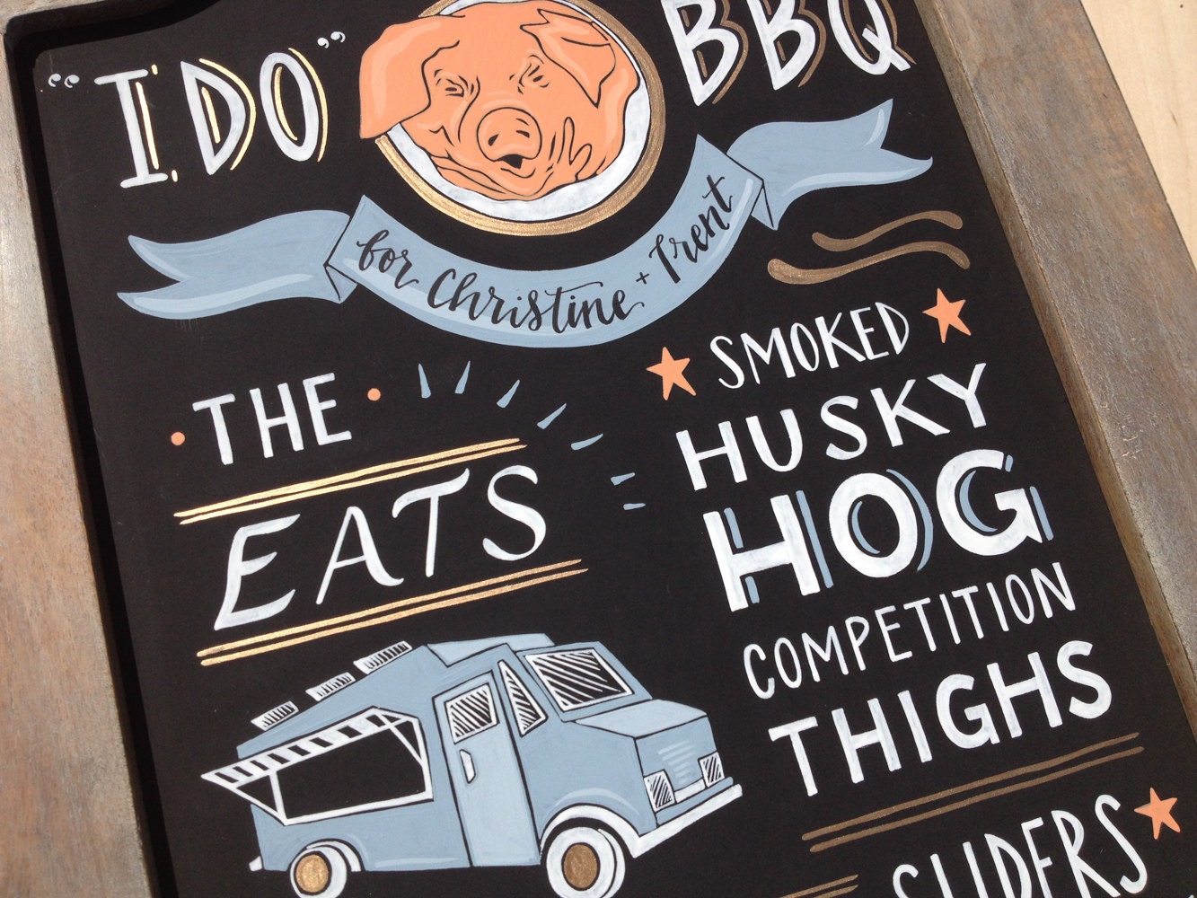 BBQ Menu Chalk Board Sign Hand Painted and Hand by papertangent