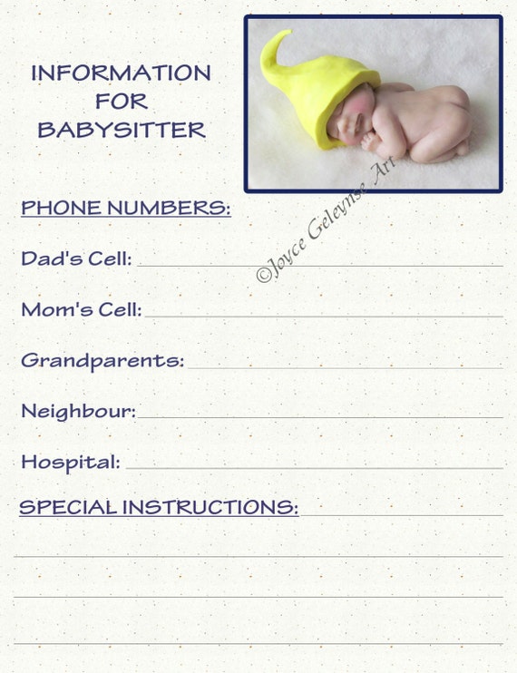 items-similar-to-babysitter-emergency-contact-numbers-printable