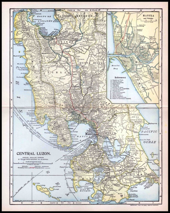 Philippines Central Luzon Antique Map 1907 by SkippiDiddlePaper