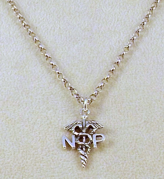 Sterling Silver NP Caduceus Charm on a Sterling