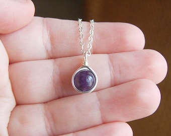 Amethyst Necklace , February Birthstone Necklace , Gemstone Necklace , Bridesmaids Necklace