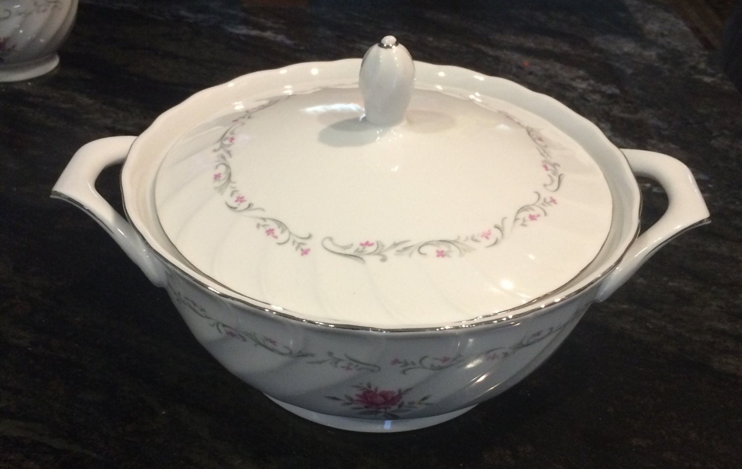Vintage Royal Swirl Fine China of Japan Tureen Covered Casserole Dish