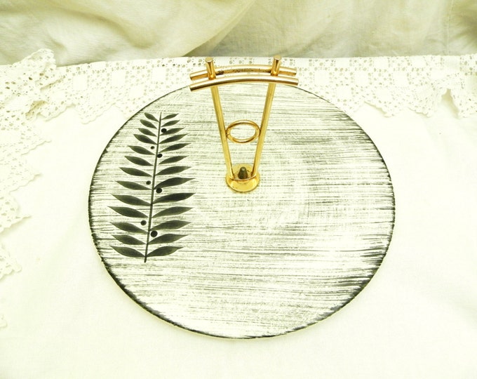 Vintage French Mid Century Ceramic and Metal Cheese Platter / Mid Century Decor / Kitchenalia / Dining / Retro Vintage Home Interior / Meal