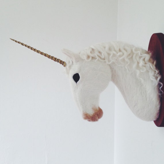 stuffed unicorn wall mount