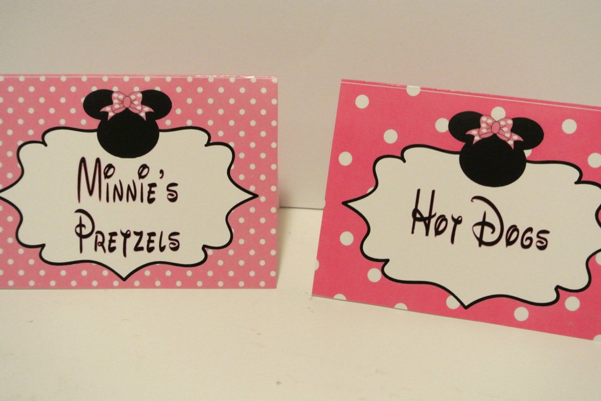 Minnie Mouse Theme Food Tent Cards set of 12