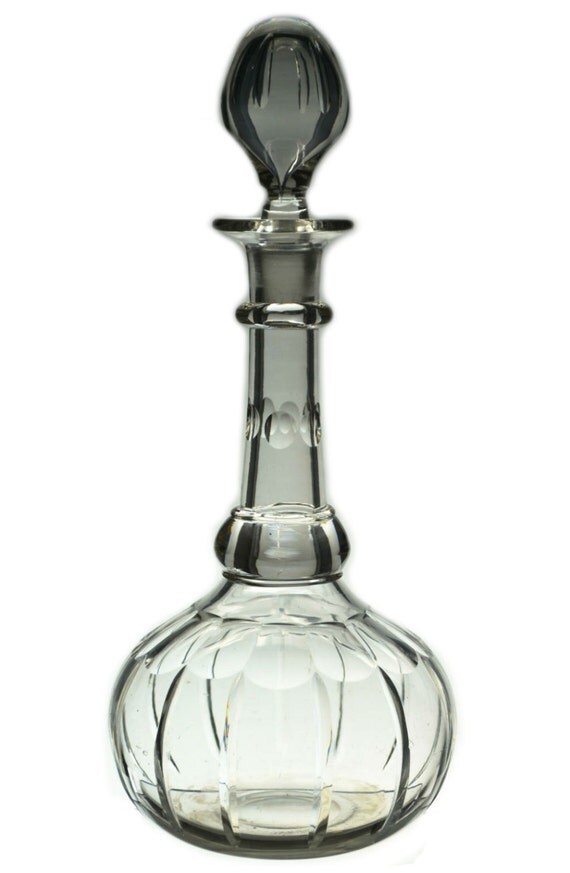 Tall Port or Sherry Cut Glass Decanter Antique by LavishShoestring