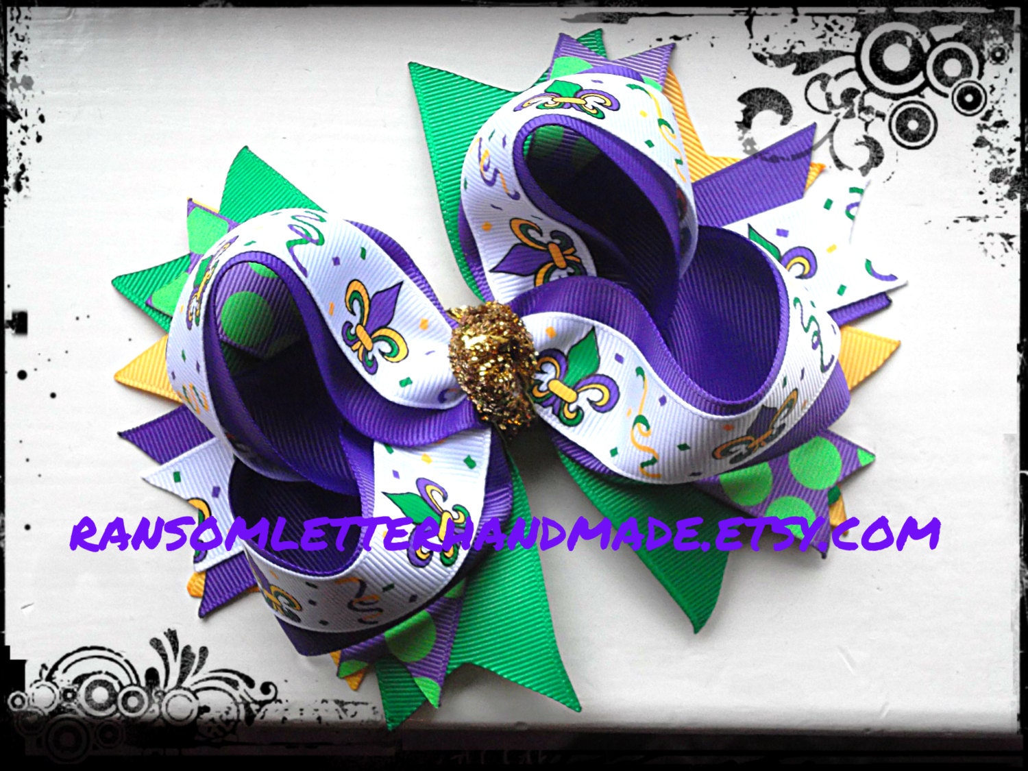 mardi gras hair bows