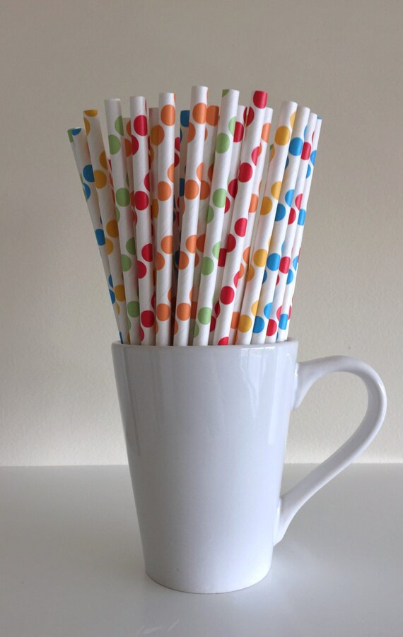 Rainbow Paper Straws Red Orange Yellow Green by PuppyCatCrafts