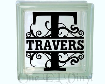 Monogram Glass Block Decal, Personalized Custom Decal, Vinyl Monogram Decal for a DIY Glass Block, Frames, and more...Block Not Included