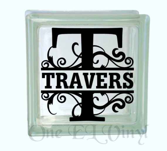 Monogram Glass Block Decal Personalized Custom Decal Vinyl