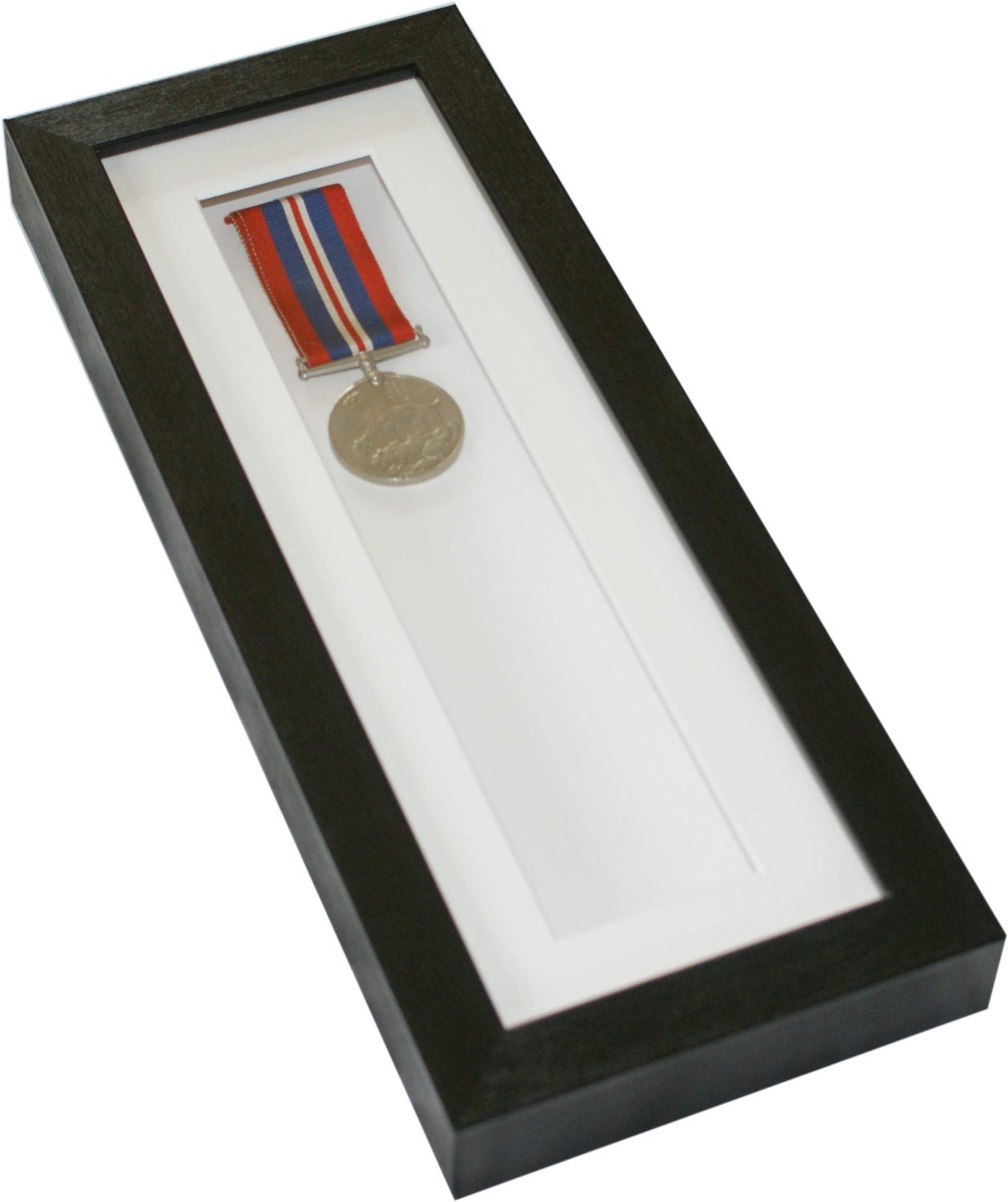 Deep black shadow box display frame 12x4 Tall for medals