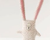 Sleepy Bunny Stuffed Toy - Sleepy Rabbit Upcycled Softie - Animal Plushie for Baby