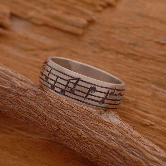 Sterling Silver Music Note Ring Music Ring Mens Ring Note