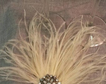 Pale Peach Ostrich Feather Hair Accessory