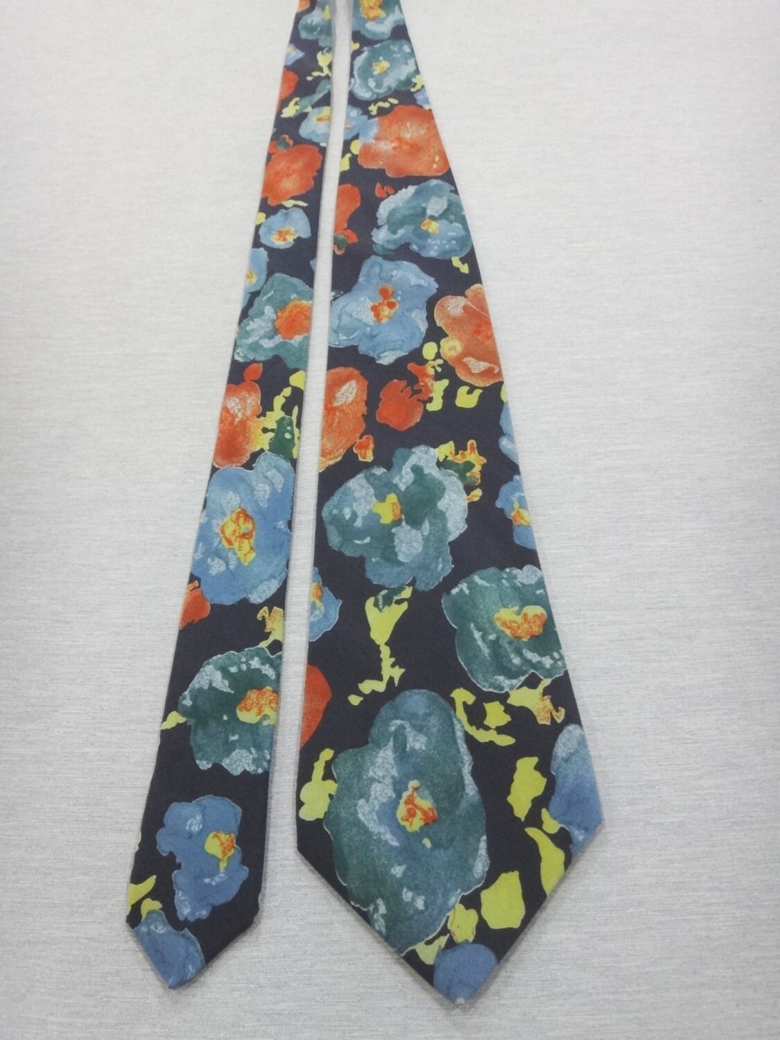 Pierre Cardin Vintage Silk Tie Geometric Abstract Print Purple Gold Designer Necktie